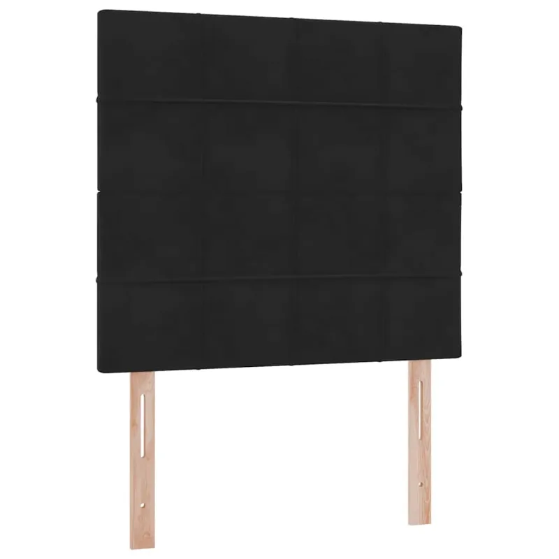 LED saugojimo lova su čiužiniu Juoda 100 x 200 cm Aksomas
