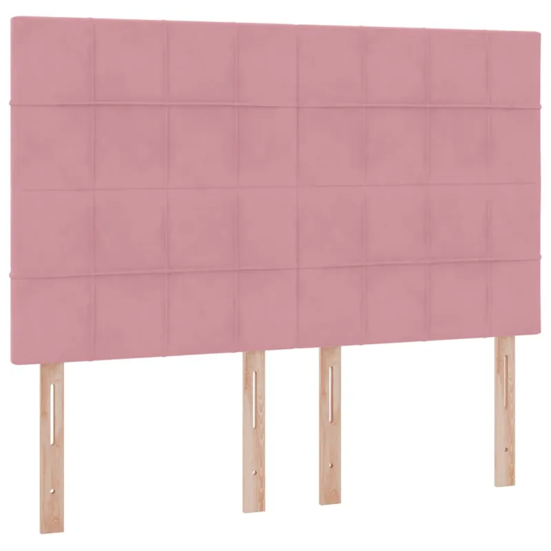 LED saugojimo lova su čiužiniu Rožinė 140 x 190 cm Aksomas