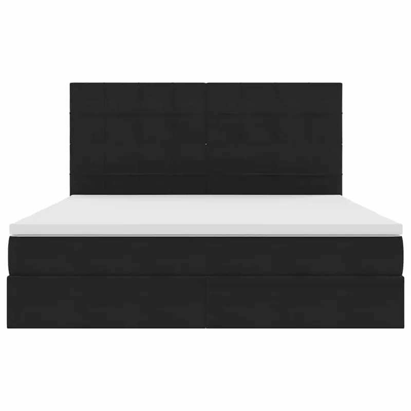 LED saugojimo lova su čiužiniu Juoda 180 x 200 cm Aksomas