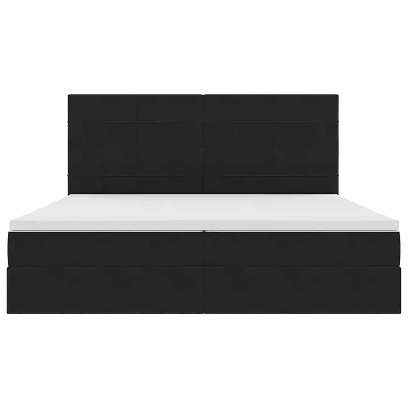 LED saugojimo lova su čiužiniu Juoda 200 x 200 cm Aksomas