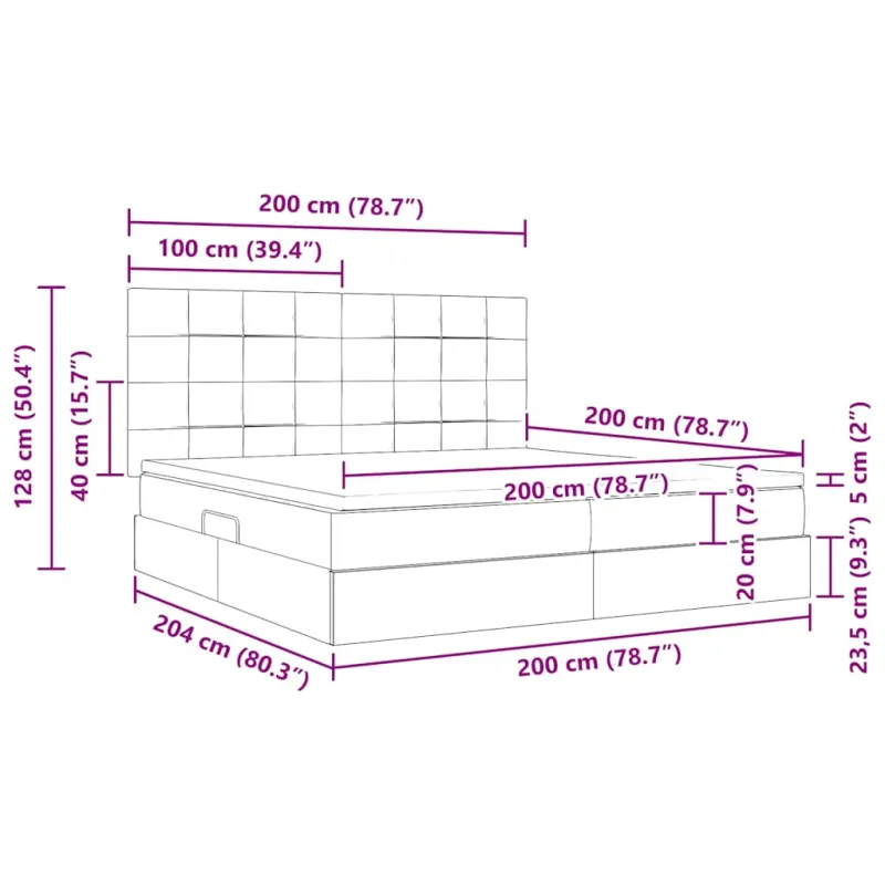 LED saugojimo lova su čiužiniu Tamsiai mėlyna 200 x 200 cm
