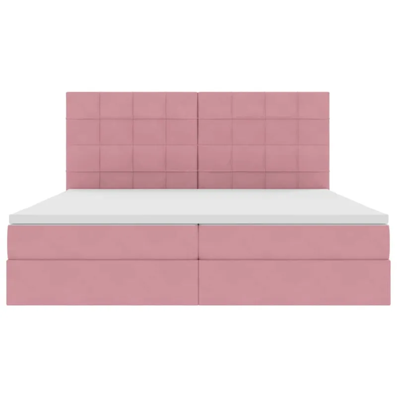 LED saugojimo lova su čiužiniu Rožinė 200 x 200 cm Aksomas