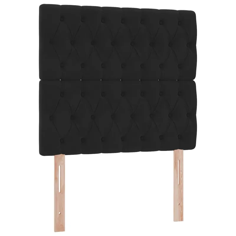 LED saugojimo lova su čiužiniu Juoda 90 x 190 cm Aksomas