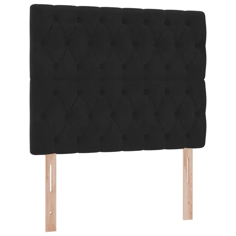 LED saugojimo lova su čiužiniu Juoda 120 x 200 cm Aksomas
