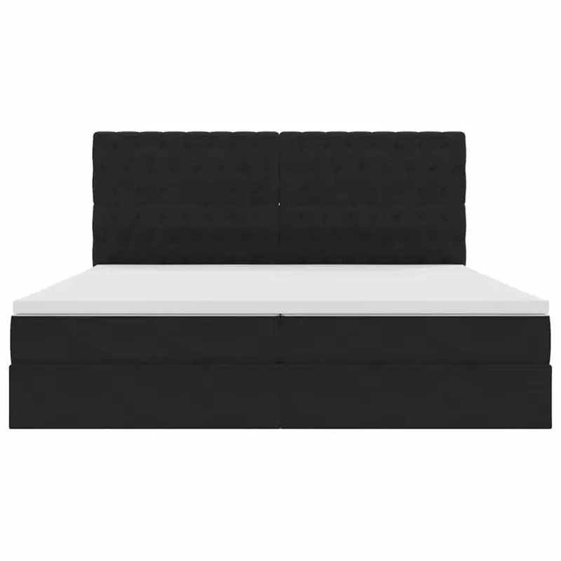 LED saugojimo lova su čiužiniu Juoda 200 x 200 cm Aksomas