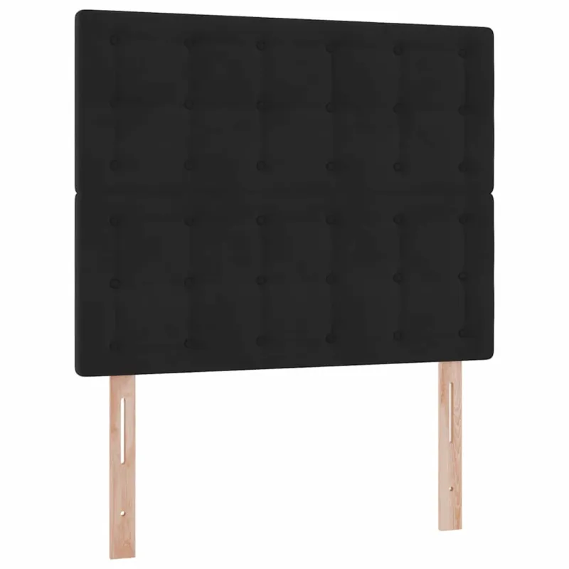 LED saugojimo lova su čiužiniu Juoda 120 x 200 cm Aksomas