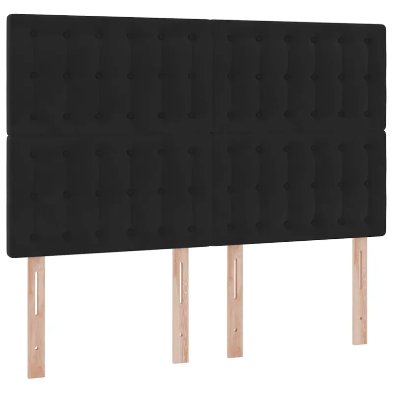LED saugojimo lova su čiužiniu Juoda 140 x 190 cm Aksomas