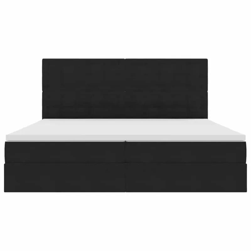 LED saugojimo lova su čiužiniu Juoda 200 x 200 cm Aksomas
