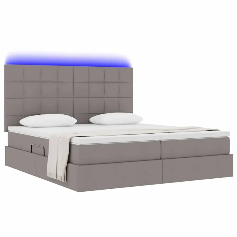 LED saugojimo lova su čiužiniu Taupe 180 x 200 cm Audinys