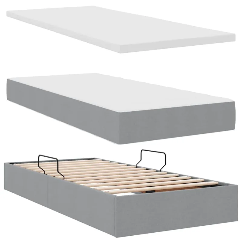 LED saugojimo lova su čiužiniu Šviesiai pilka 200 x 200 cm