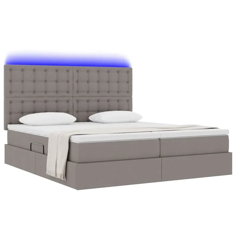 LED saugojimo lova su čiužiniu Taupe 200 x 200 cm Audinys