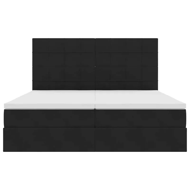 LED saugojimo lova su čiužiniu Juoda 180 x 200 cm Aksomas