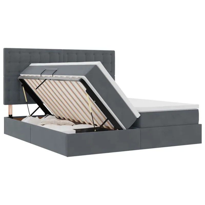 LED saugojimo lova su čiužiniu Tamsiai pilka 180 x 200 cm