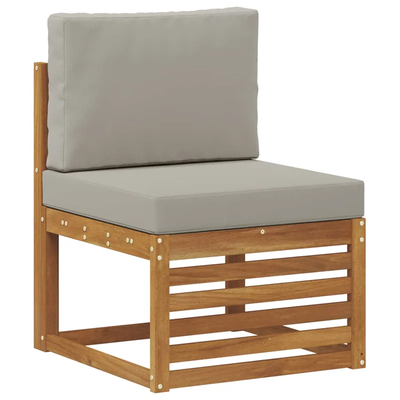 Lauko sofos komplektas 3 pcs Natūrali ir šviesiai pilka