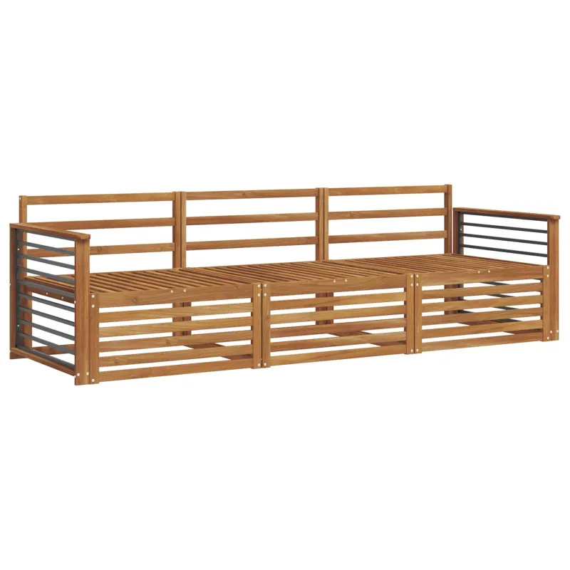 Lauko sofos komplektas 3 pcs Natūrali Kietos akacijos mediena