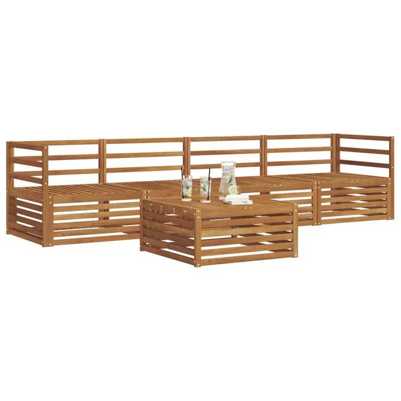 Lauko sofos komplektas 5 pcs Natūrali Kietos akacijos mediena