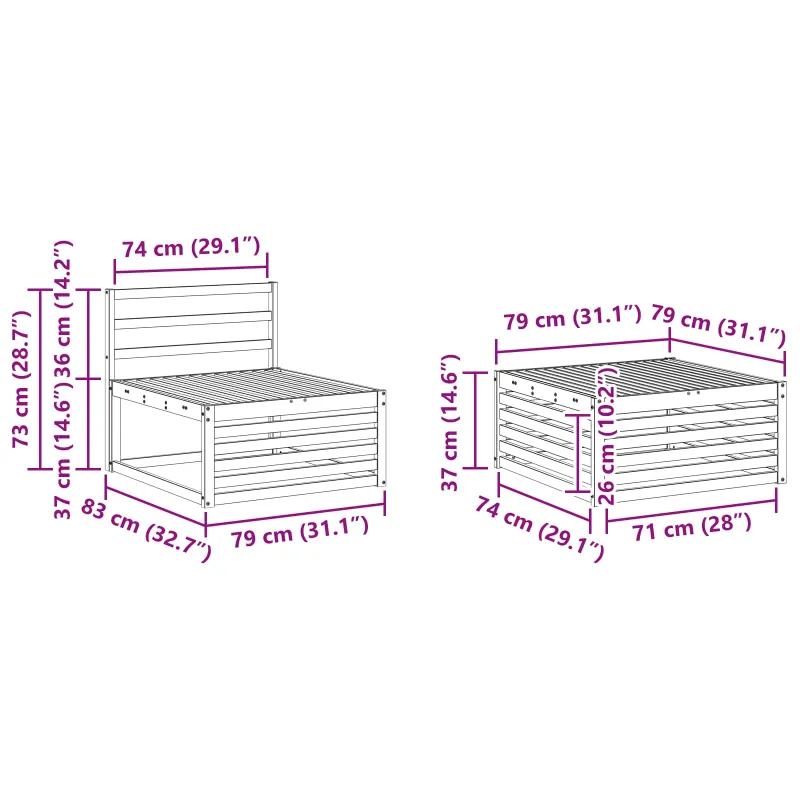 Lauko sofos komplektas 5 pcs Natūrali Kietos akacijos mediena