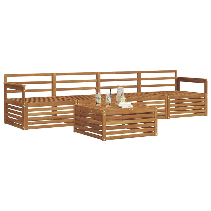 Lauko sofos komplektas 5 pcs Natūrali Kietos akacijos mediena