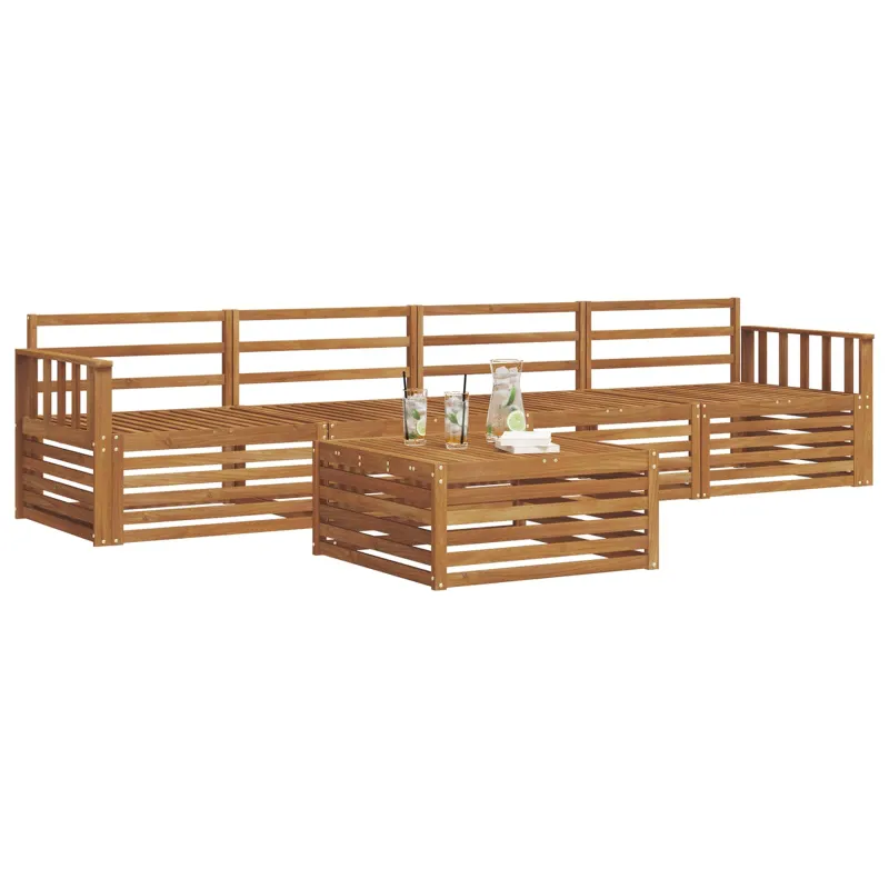 Lauko sofos komplektas 5 pcs Natūrali Kietos akacijos mediena
