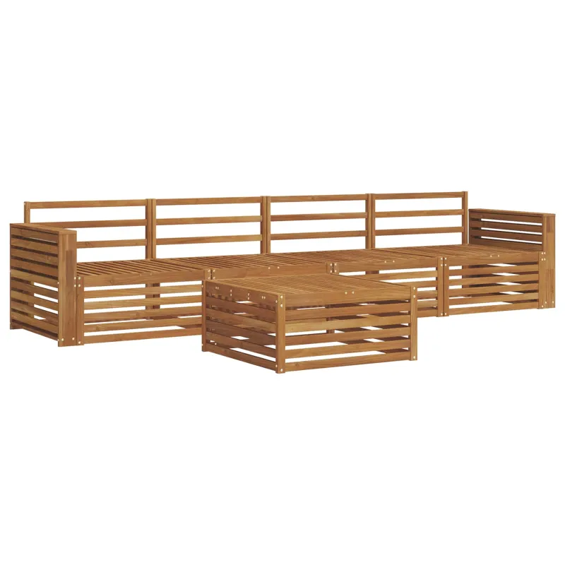 Lauko sofos komplektas 5 pcs Natūrali Kietos akacijos mediena