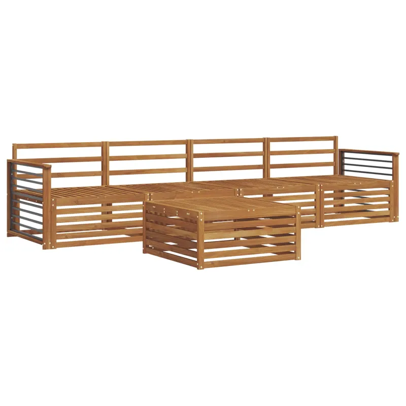Lauko sofos komplektas 5 pcs Natūrali Kietos akacijos mediena