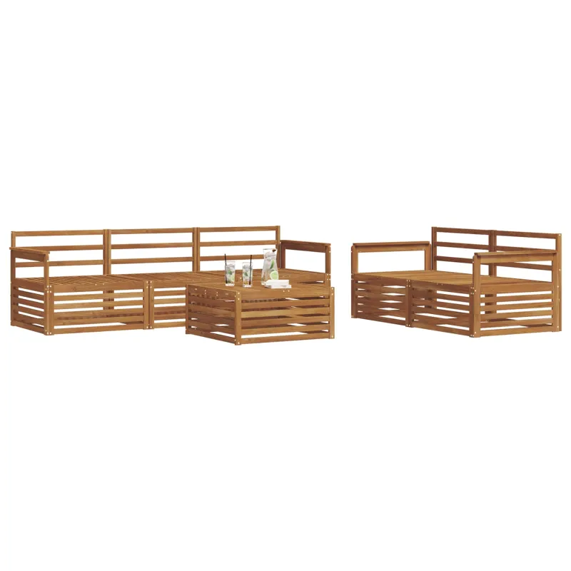 Lauko sofos komplektas 6 pcs Natūrali Kietos akacijos mediena