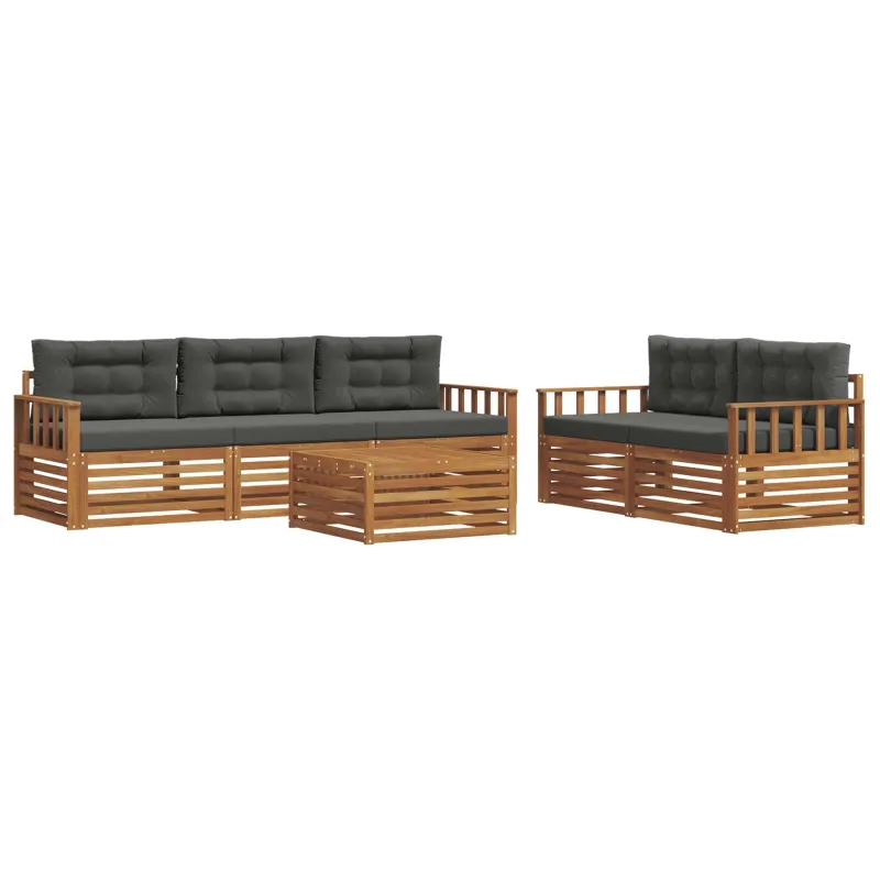 Lauko sofos komplektas su pagalve 6 pcs Natūralus ir antracitas