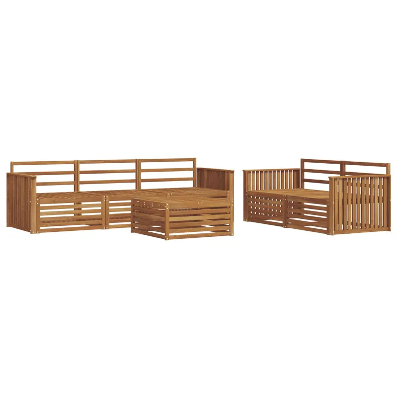 Lauko sofos komplektas 6 pcs Natūrali Kietos akacijos mediena