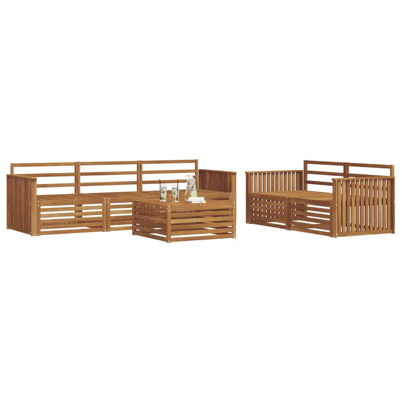 Lauko sofos komplektas 6 pcs Natūrali Kietos akacijos mediena
