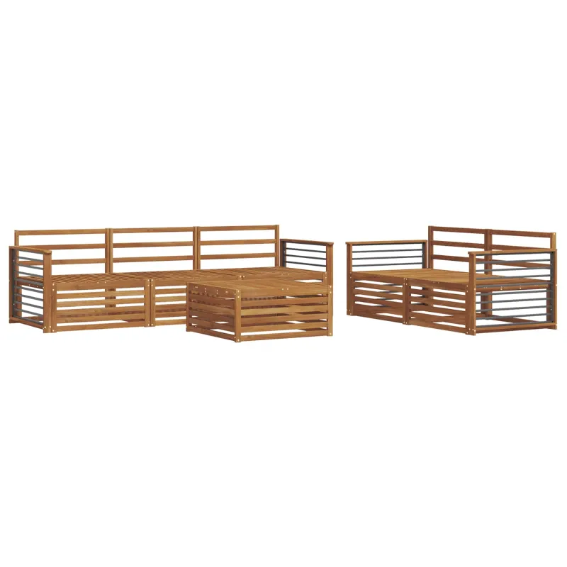 Lauko sofos komplektas 6 pcs Natūrali Kietos akacijos mediena
