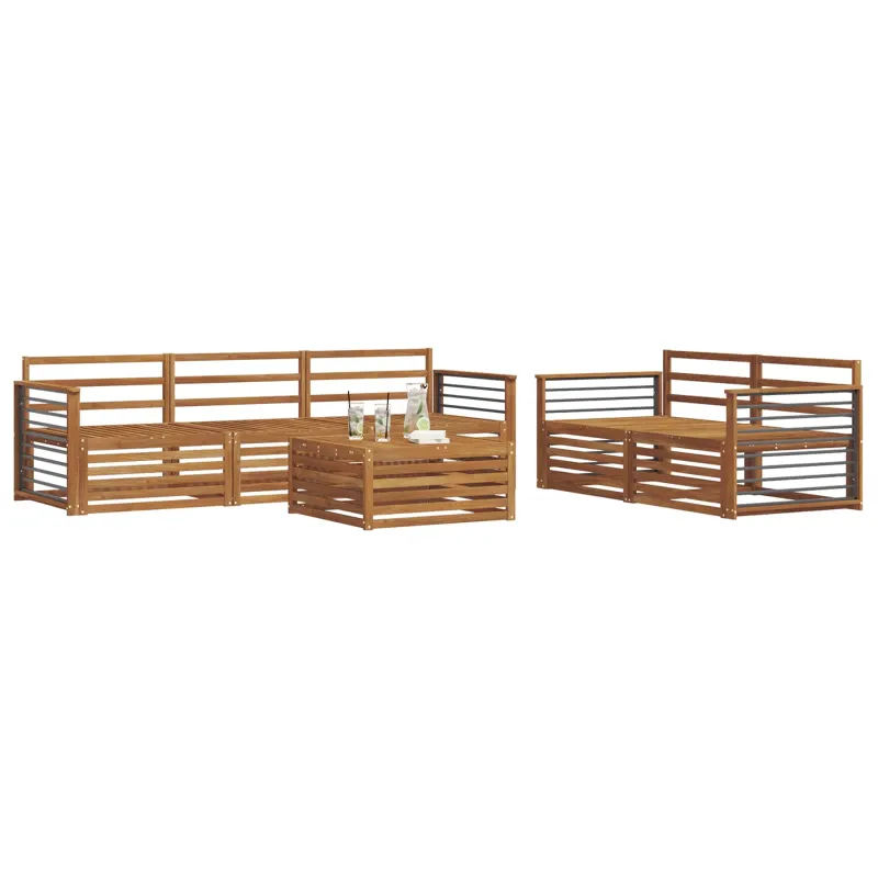 Lauko sofos komplektas 6 pcs Natūrali Kietos akacijos mediena