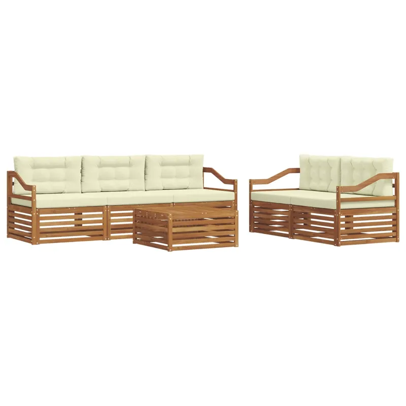 Lauko sofos komplektas su pagalve 6 pcs Natūralus ir grietinėlė