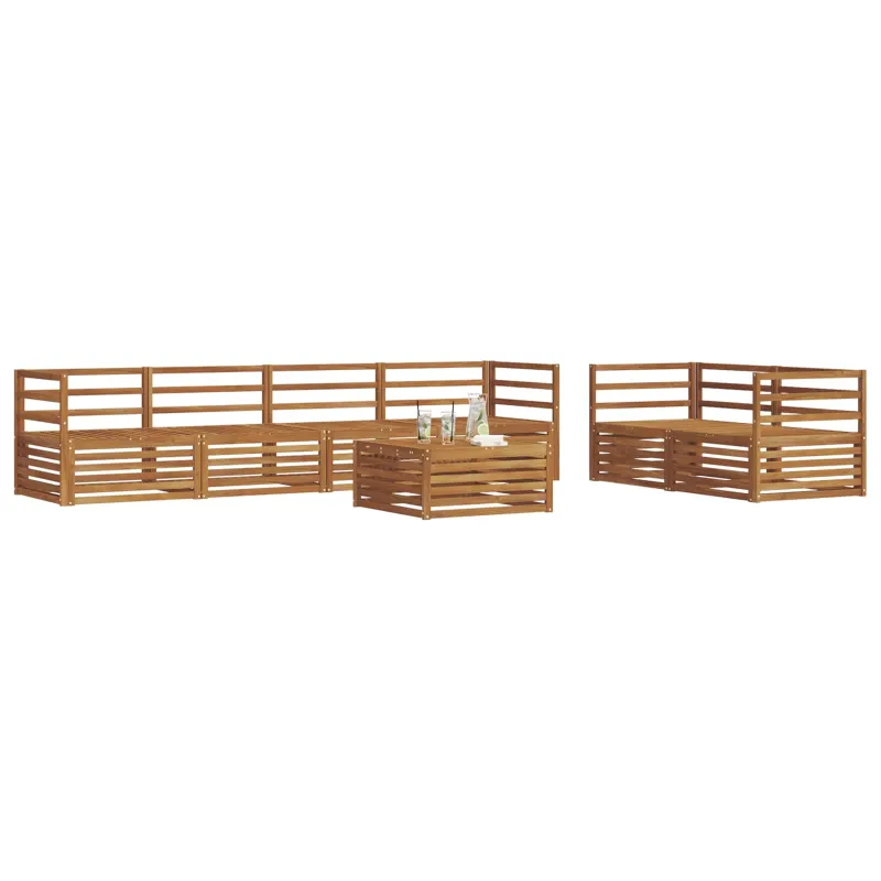 Lauko sofos komplektas 7 pcs Natūrali Kietos akacijos mediena