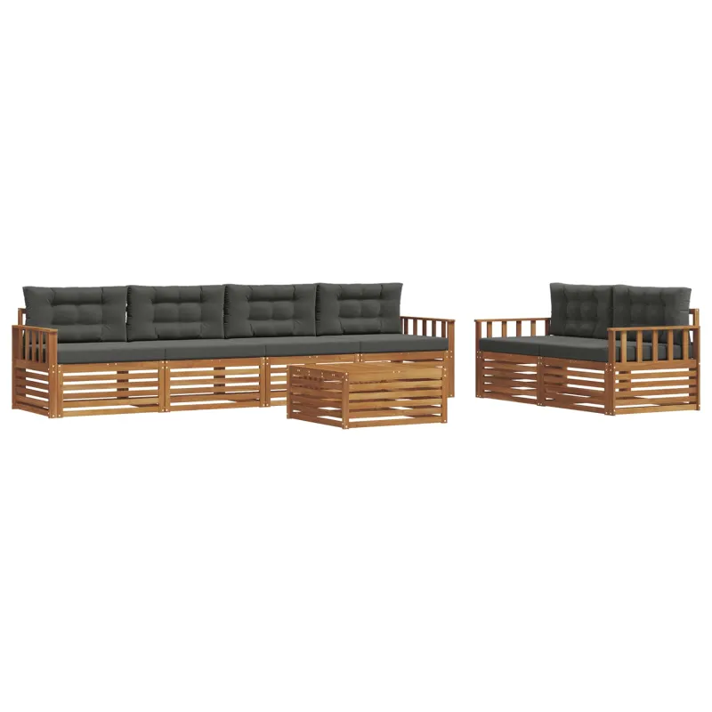 Lauko sofos komplektas su pagalve 7 pcs Natūralus ir antracitas