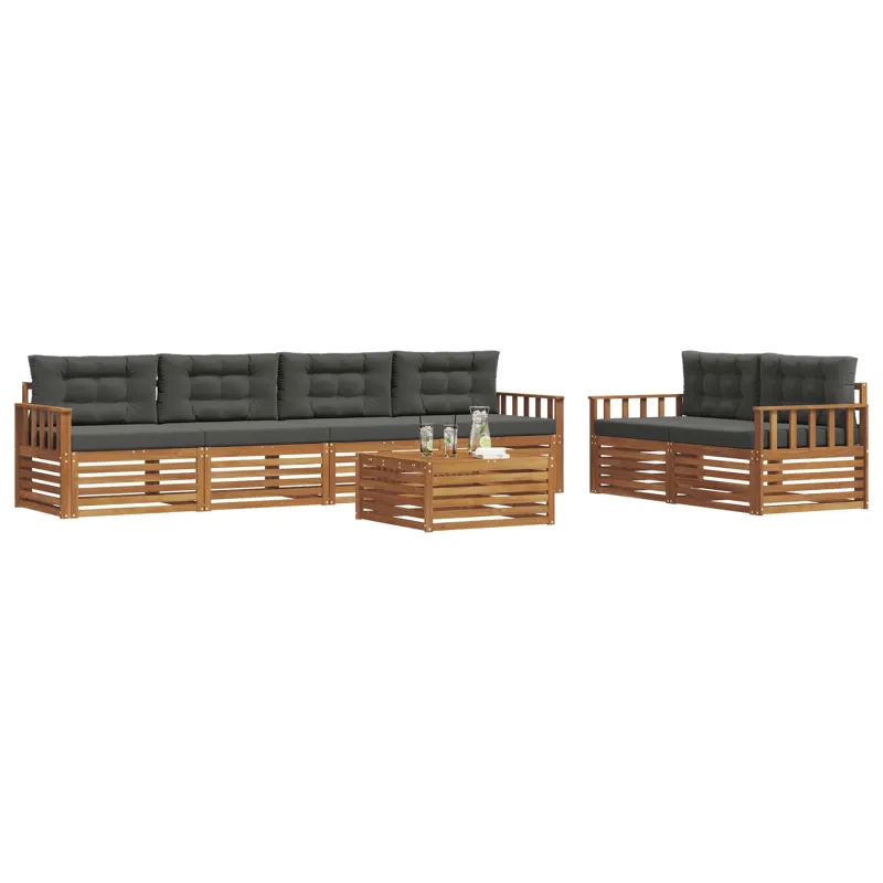 Lauko sofos komplektas su pagalve 7 pcs Natūralus ir antracitas