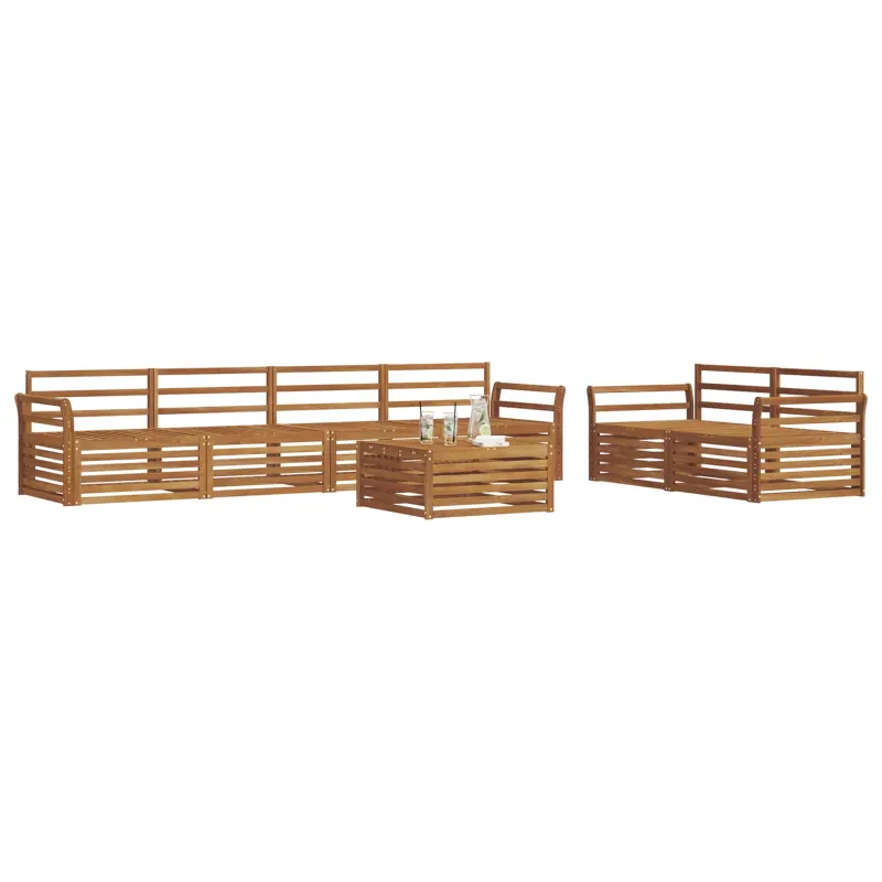 Lauko sofos komplektas 7 pcs Natūrali Kietos akacijos mediena