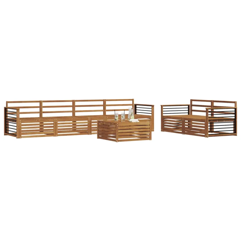 Lauko sofos komplektas 7 pcs Natūrali Kietos akacijos mediena