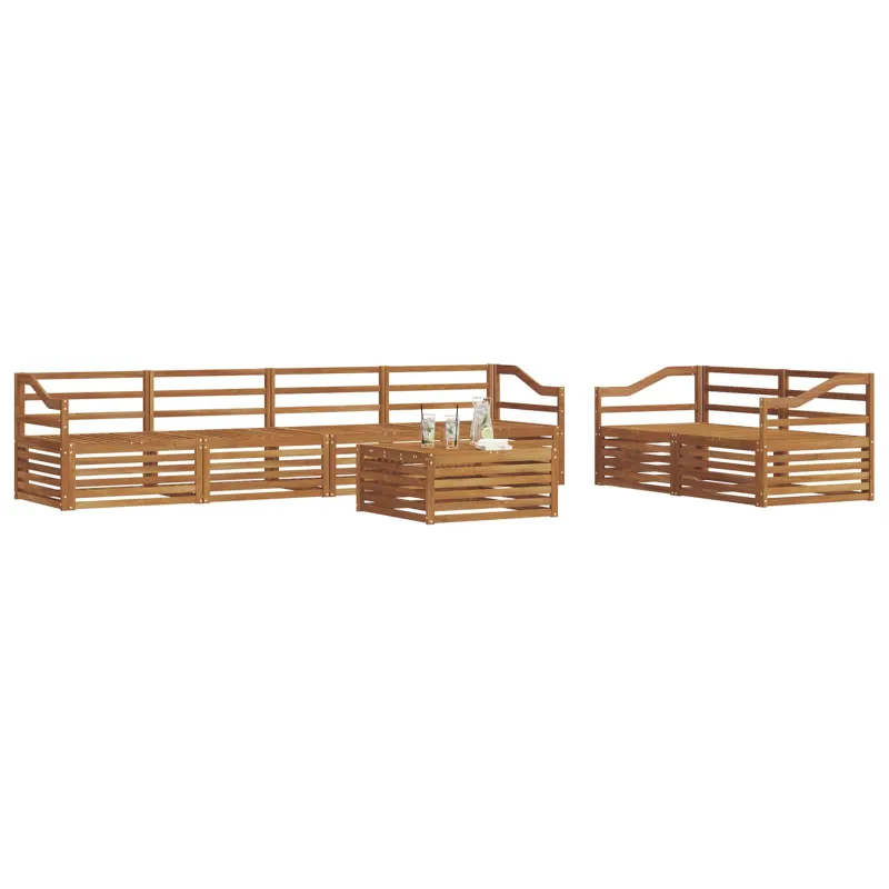 Lauko sofos komplektas 7 pcs Natūrali Kietos akacijos mediena