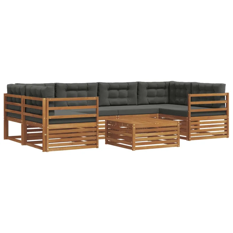 Lauko sofos komplektas su pagalve 7 pcs Natūralus ir antracitas