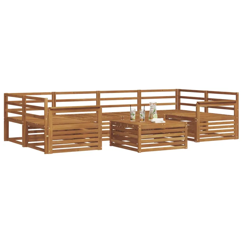 Lauko sofos komplektas 7 pcs Natūrali Kietos akacijos mediena