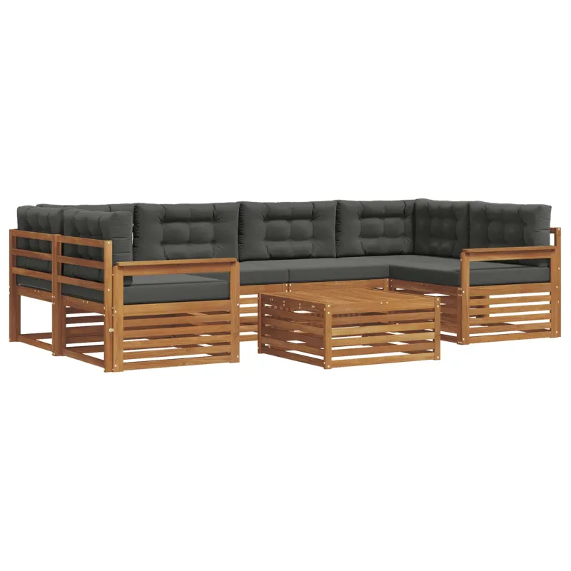 Lauko sofos komplektas su pagalve 7 pcs Natūralus ir antracitas
