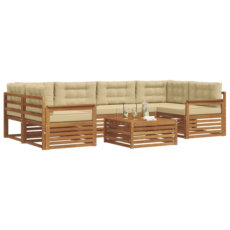 Lauko sofos komplektas 7 pcs Natūralus ir bežinis