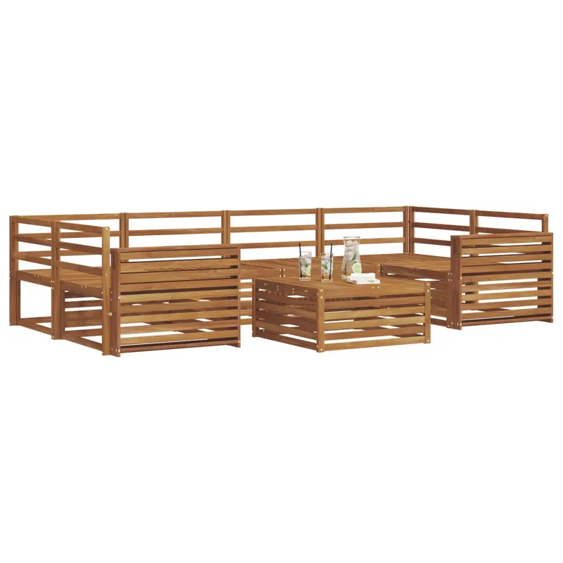 Lauko sofos komplektas 7 pcs Natūrali Kietos akacijos mediena