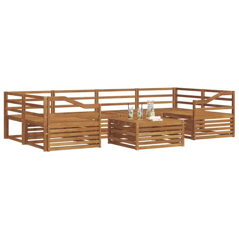 Lauko sofos komplektas 7 pcs Natūrali Kietos akacijos mediena