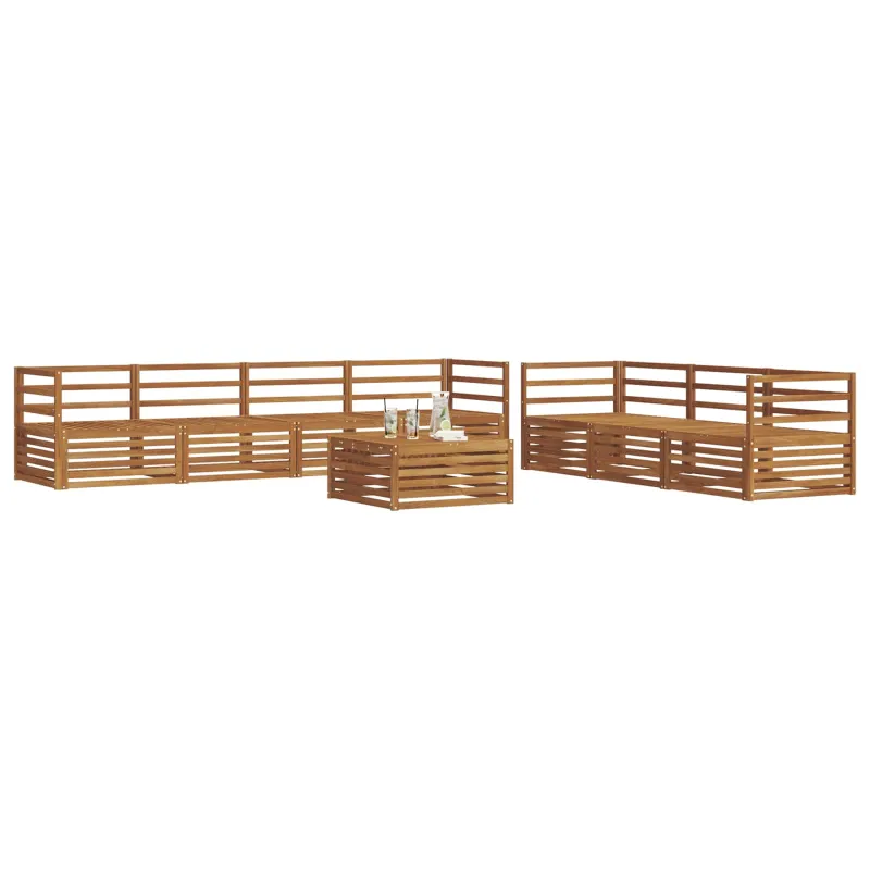 Lauko sofos komplektas 8 pcs Natūrali Kietos akacijos mediena