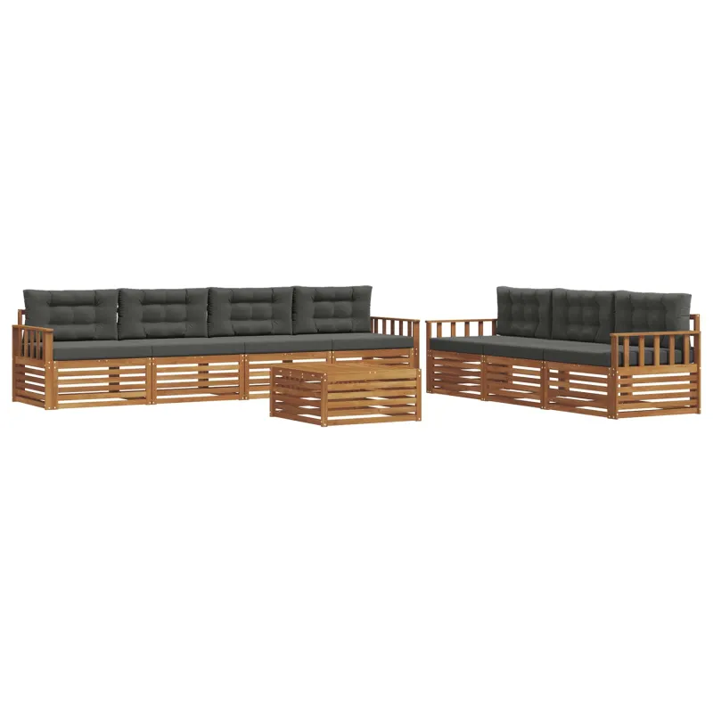 Lauko sofos komplektas su pagalve 8 pcs Natūralus ir antracitas