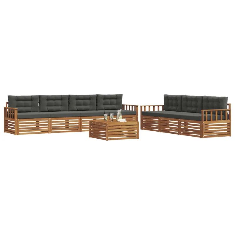 Lauko sofos komplektas su pagalve 8 pcs Natūralus ir antracitas