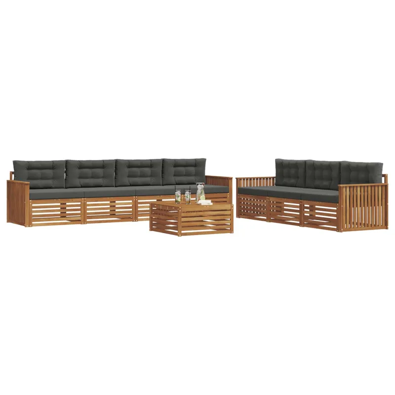 Lauko sofos komplektas su pagalve 8 pcs Natūralus ir antracitas