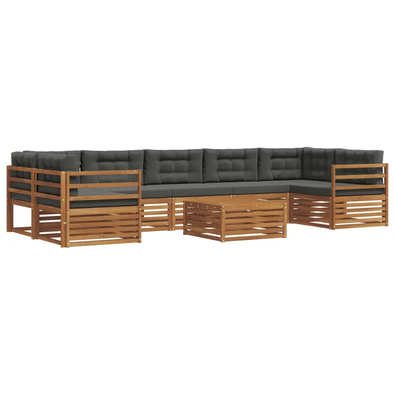 Lauko sofos komplektas su pagalve 8 pcs Natūralus ir antracitas