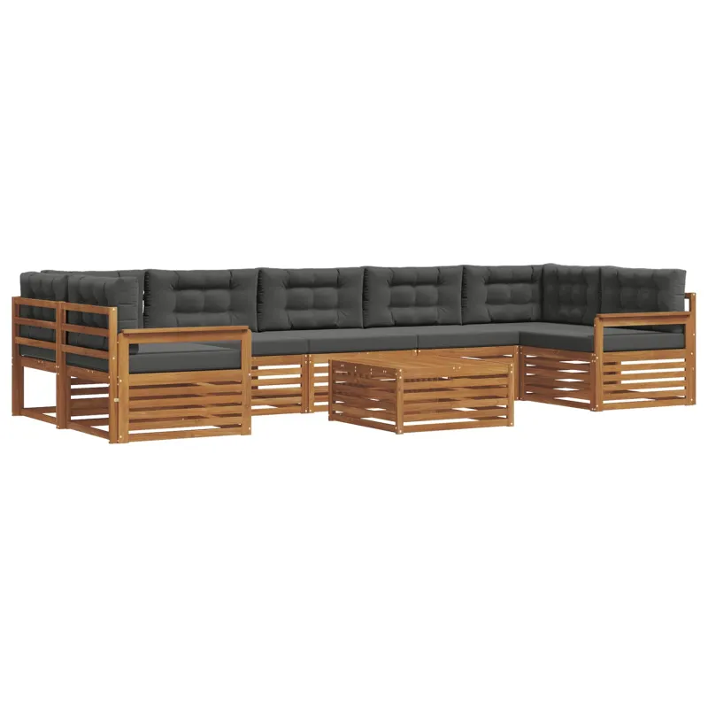 Lauko sofos komplektas su pagalve 8 pcs Natūralus ir antracitas